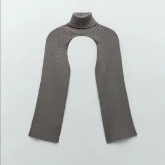 ZARA Knit Turtleneck Arm Warmer Sweater Grey - Picture 2 of 6